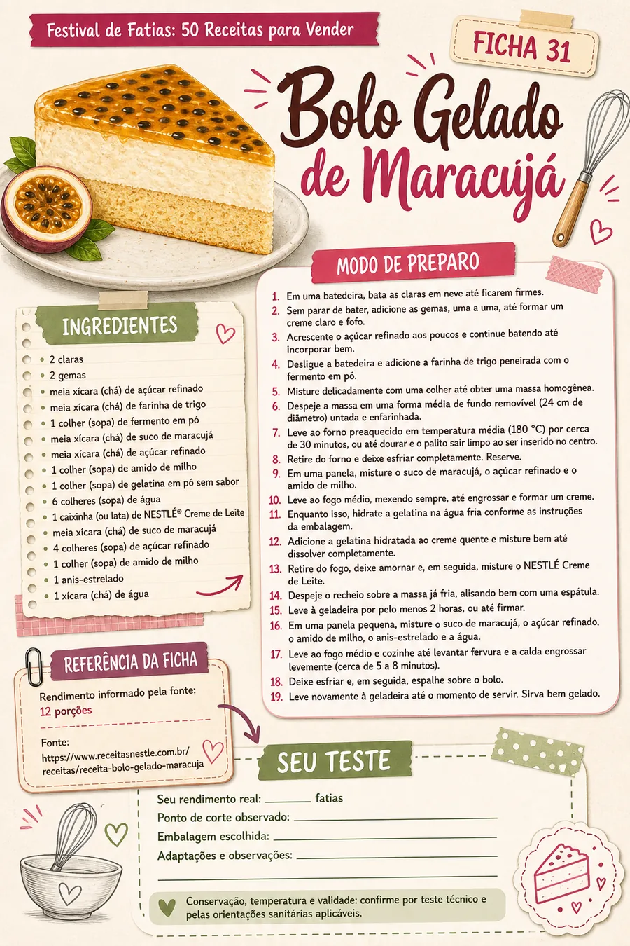 Página real do material Festival de Fatias: 50 Receitas para Vender